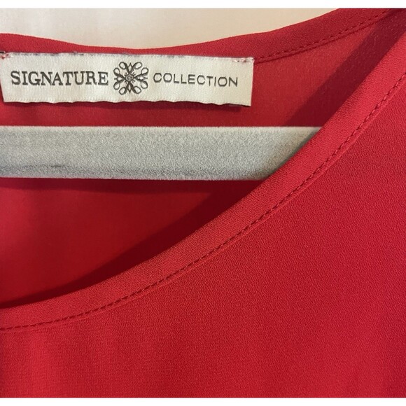 Signature Collection Shirt Sleeveless Hi-low Ruffle Hem Red Blouse Women’s 1X - Picture 2 of 10